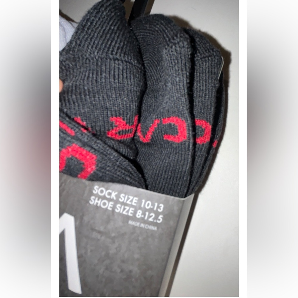 RVCA Low Cut Socks 6 Pair Men's 8-12.5 Black White w Red Toe Logo Cushion Skate - Picture 6 of 11